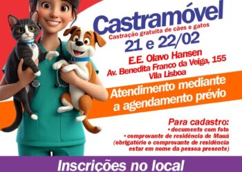 Castramóvel estará no Jd. Lisboa, em Mauá, para castração de cães e gatos neste fim de semana