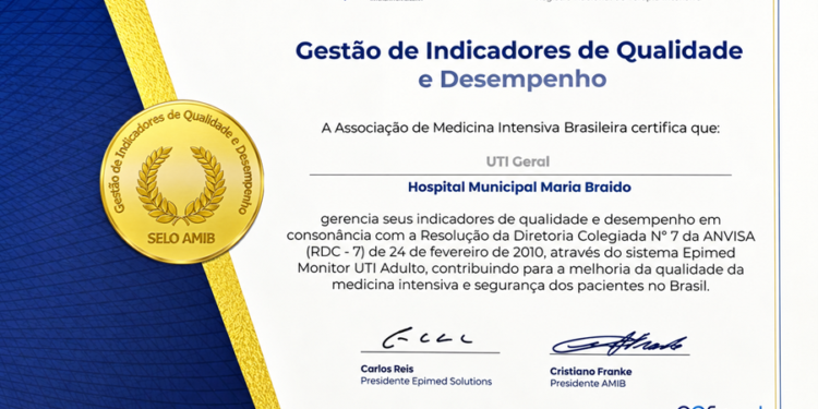 UTI do Hospital Maria Braido recebe certificação nacional por gestão de qualidade