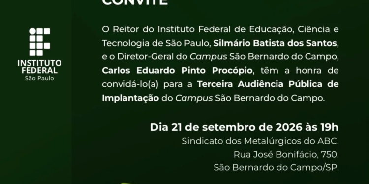 Grande ABC promove 3ª audiência pública para instalação do Instituto Federal em São Bernardo