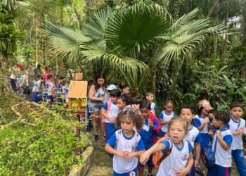 Natureza vira sala de aula para crianças no Parque da Gruta