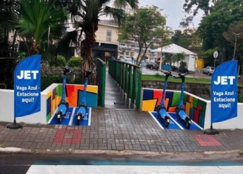 Ribeirão Pires inicia demarcação de vagas para estacionamento de patinetes elétricos